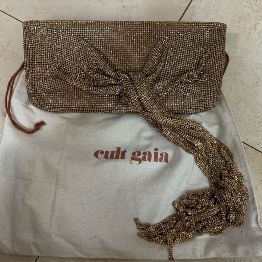 Cult Gaia Banu Mini clutch in champagne with rhinestone